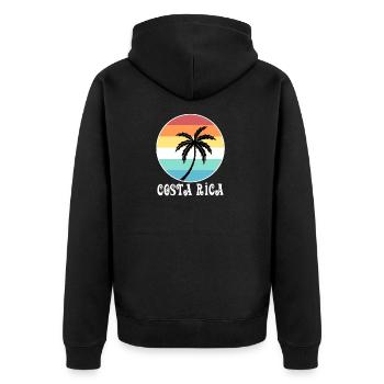 Costa Rica - Unisex Premium Bio Zip Hoodie - Schwarz - Hinten - Nico (187cm)