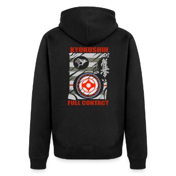 Kyokushin Vollkontakt T Shirt - Unisex Premium Bio Zip Hoodie - Schwarz - Hinten - Nico (187cm)