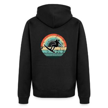 SURFER SEE STRAND KÜSTE URLAUB SURFING SURF MOTIVE - Unisex Premium Bio Zip Hoodie - Schwarz - Hinten - Nico (187cm)