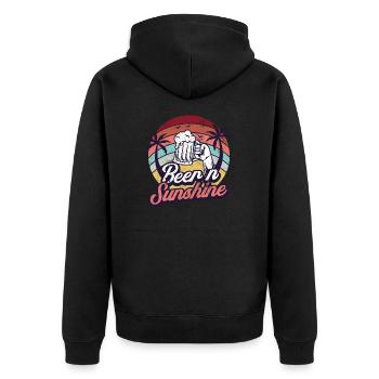 TRINK BIER SAUFEN PARTY GRILLEN GRILL SONNEN MOTIV - Unisex Premium Bio Zip Hoodie - Schwarz - Hinten - Nico (187cm)