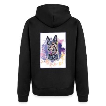Schäferhunde sind einfach die besten! - Unisex Premium Bio Zip Hoodie - Schwarz - Hinten - Nico (187cm)
