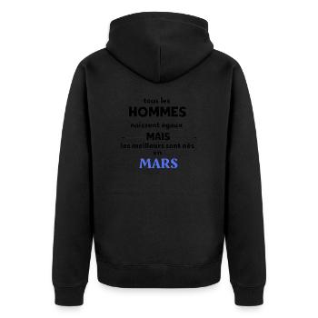 tout les hommes naissent égaux mars - Veste à capuche bio Premium Unisexe - noir - Dos - Nico (187cm)