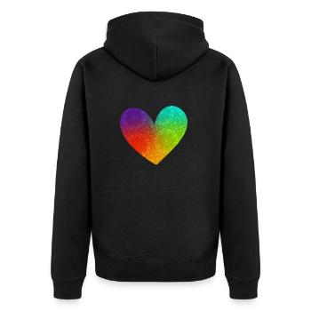 Herz heart Liebe - Unisex Premium Bio Zip Hoodie - Schwarz - Hinten - Nico (187cm)