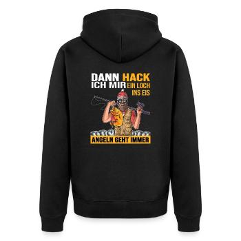 eisangeln angeln eisangler winterangeln angelrute - Unisex Premium Bio Zip Hoodie - Schwarz - Hinten - Nico (187cm)
