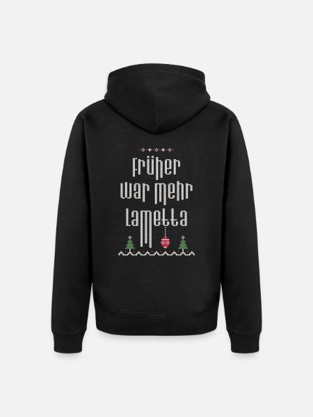 Früher war mehr Lametta, Spruch, Ugly Christmas - Unisex Premium Bio Zip Hoodie - Schwarz