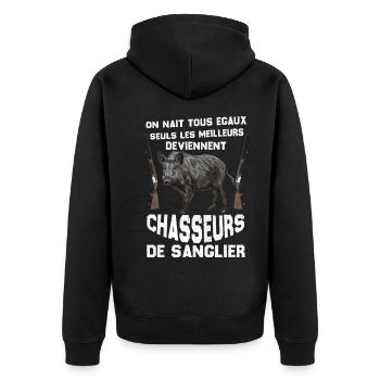 Chasseurs De Sanglier Humour Papa Aime La Chasse - Veste à capuche bio Premium Unisexe - noir - Dos - Nico (187cm)