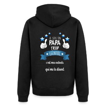 Notre Papa Est Trop Génial - Veste à capuche bio Premium Unisexe - noir - Dos - Nico (187cm)