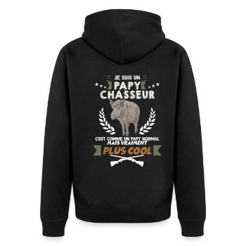 Mon Papy est Un Chasseur Cool et Drôle - Veste à capuche bio Premium Unisexe - noir - Dos - Nico (187cm)