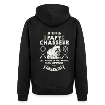 Papy Chasseur Cool Sanglier Cadeau Papa - Veste à capuche bio Premium Unisexe - noir - Dos - Nico (187cm)