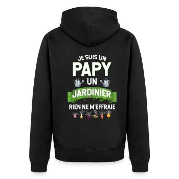 Papy Son Jardin C'est Le Meilleur Humour Jardinier - Veste à capuche bio Premium Unisexe - noir - Dos - Nico (187cm)