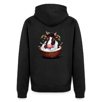 Vache baigne dans la noix de - Drôle tropical - Veste à capuche bio Premium Unisexe - noir - Dos - Nico (187cm)