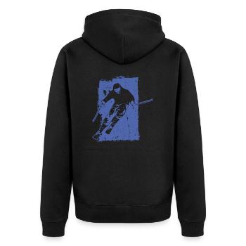 Skiabenteuer im Grunge-Stil: Winterzauber in den - Unisex Premium Bio Zip Hoodie - Schwarz - Hinten - Nico (187cm)