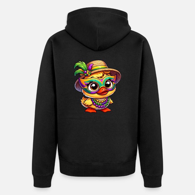 Mardi Gras Comic-Ente - Unisex Premium Bio Zip Hoodie - Schwarz