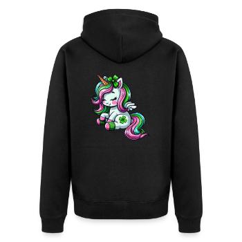 St. Patrick's Day Einhorn Feier Design - Unisex Premium Bio Zip Hoodie - Schwarz - Hinten - Nico (187cm)