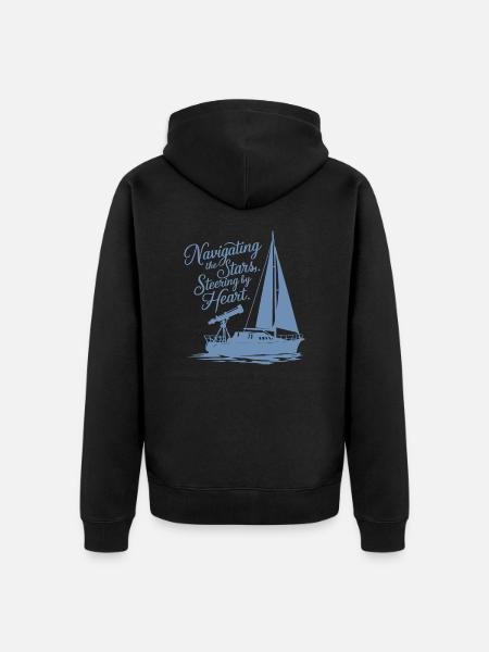 Sailing, Sailboat, Stars, Telescope - Unisex Premium Organic Zip Hoodie - black