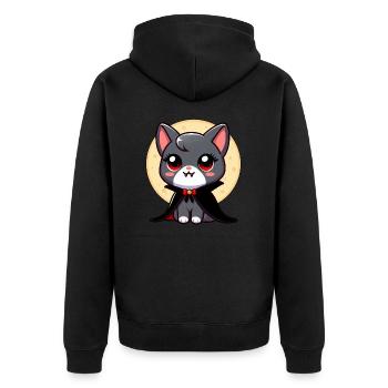 Halloween Cat Vampire Bat Cute - Unisex Premium Organic Zip Hoodie - black - Back - Nico (187cm)