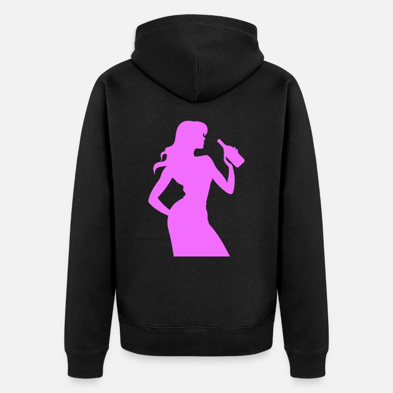 Frau Spass Silhouette - Unisex Premium Bio Zip Hoodie - Schwarz