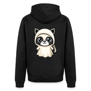 Waschbär Halloween Comic Geist - Unisex Premium Bio Zip Hoodie - Schwarz - Hinten - Nico (187cm)