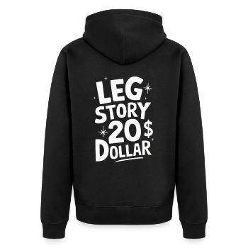 Amputation Behinderung - Unisex Premium Bio Zip Hoodie - Schwarz - Hinten - Nico (187cm)