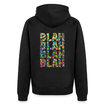 BLAH blah Blah Confetti - Unisex Premium Bio Zip Hoodie - Schwarz - Hinten - Nico (187cm)