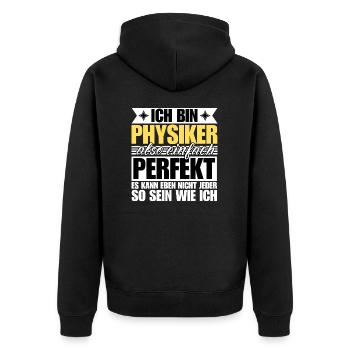 Perfekter Physiker - Unisex Premium Bio Zip Hoodie - Schwarz - Hinten - Nico (187cm)