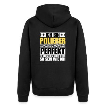 Perfekter Polierer - Unisex Premium Bio Zip Hoodie - Schwarz - Hinten - Nico (187cm)