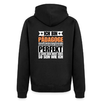 Perfekter Pädagoge - Unisex Premium Bio Zip Hoodie - Schwarz - Hinten - Nico (187cm)