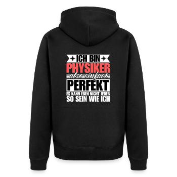 Perfekter Physiker - Unisex Premium Bio Zip Hoodie - Schwarz - Hinten - Nico (187cm)