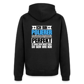 Perfekter Polierer - Unisex Premium Bio Zip Hoodie - Schwarz - Hinten - Nico (187cm)