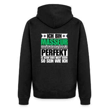 Perfekter Masseur - Unisex Premium Bio Zip Hoodie - Schwarz - Hinten - Nico (187cm)