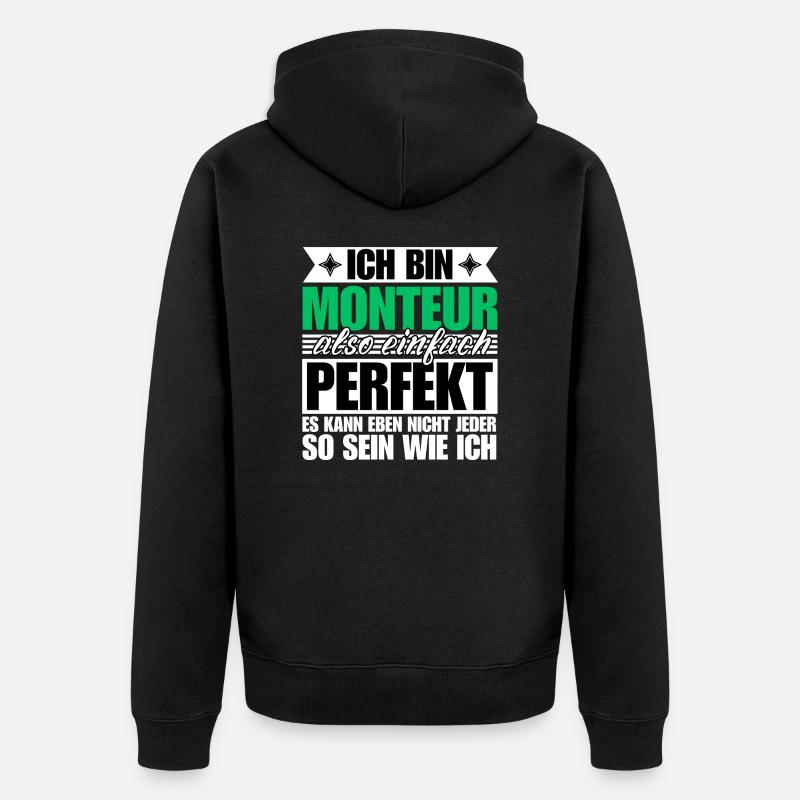 Perfekter Monteur - Unisex Premium Bio Zip Hoodie - Schwarz