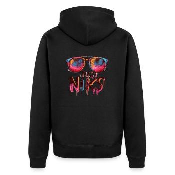 Kmoet just niks, dialecte anversois Chemises - Veste à capuche bio Premium Unisexe - noir - Dos - Nico (187cm)