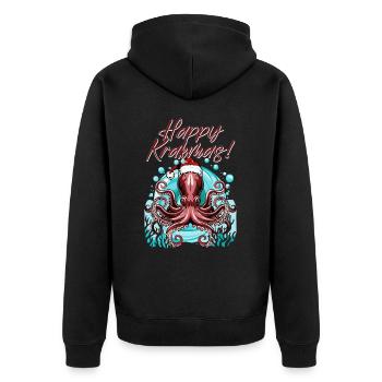 Happy Krakmas! (Christmas Octopus) - Unisex Premium Organic Zip Hoodie - black - Back - Nico (187cm)