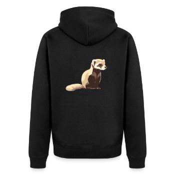 Frettchen-Kunstwerk - Unisex Premium Bio Zip Hoodie - Schwarz - Hinten - Nico (187cm)