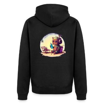 Petit robot mignon avec une bouteille d’eau et des collations - Veste à capuche bio Premium Unisexe - noir - Dos - Nico (187cm)