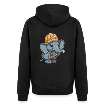 Elephant Builder - Unisex Premium Organic Zip Hoodie - black - Back - Nico (187cm)
