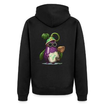 Eggplant Expeditions - Unisex Premium Organic Zip Hoodie - black - Back - Nico (187cm)