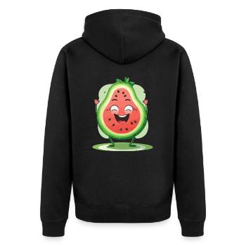 Melone-Mentales Wohlbefinden - Unisex Premium Bio Zip Hoodie - Schwarz - Hinten - Nico (187cm)