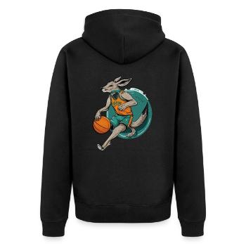Jump Shot - Unisex Premium Organic Zip Hoodie - black - Back - Nico (187cm)