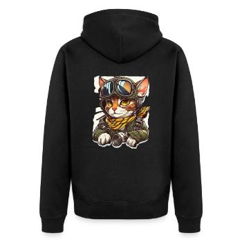 Katzenfliege - Unisex Premium Bio Zip Hoodie - Schwarz - Hinten - Nico (187cm)