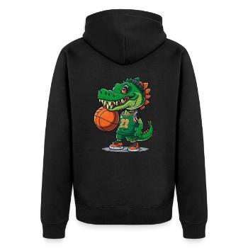 Krokodil-Hof - Unisex Premium Bio Zip Hoodie - Schwarz - Hinten - Nico (187cm)