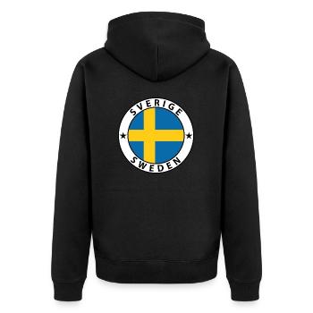 Schweden - Unisex Premium Bio Zip Hoodie - Schwarz - Hinten - Nico (187cm)