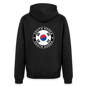 Südkorea - Unisex Premium Bio Zip Hoodie - Schwarz - Hinten - Nico (187cm)