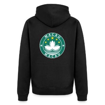 Macau - Unisex Premium Bio Zip Hoodie - Schwarz - Hinten - Nico (187cm)