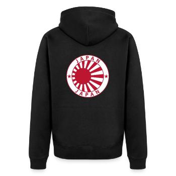Japan - Unisex Premium Bio Zip Hoodie - Schwarz - Hinten - Nico (187cm)