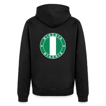 Nigeria - Unisex Premium Bio Zip Hoodie - Schwarz - Hinten - Nico (187cm)