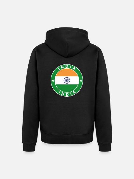 Indien - Unisex Premium Bio Zip Hoodie - Schwarz