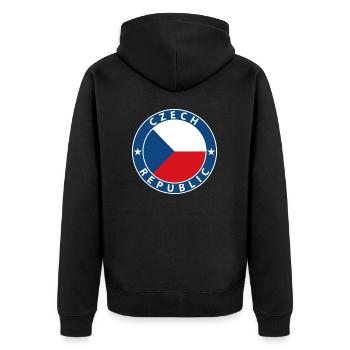 Tschechien - Unisex Premium Bio Zip Hoodie - Schwarz - Hinten - Nico (187cm)