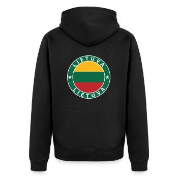 Lithuania - Unisex Premium Organic Zip Hoodie - black - Back - Nico (187cm)