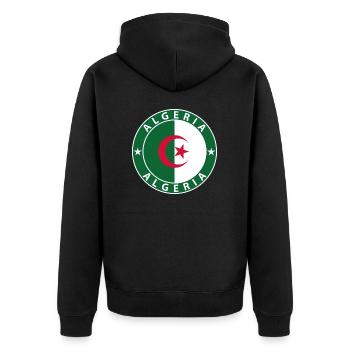 Algerien - Unisex Premium Bio Zip Hoodie - Schwarz - Hinten - Nico (187cm)